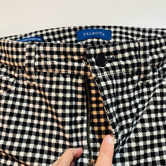 Talbots Pant Trouser Velvet High Waist Straight Leg Plaid Herringbone Winter - Picture 8 of 10